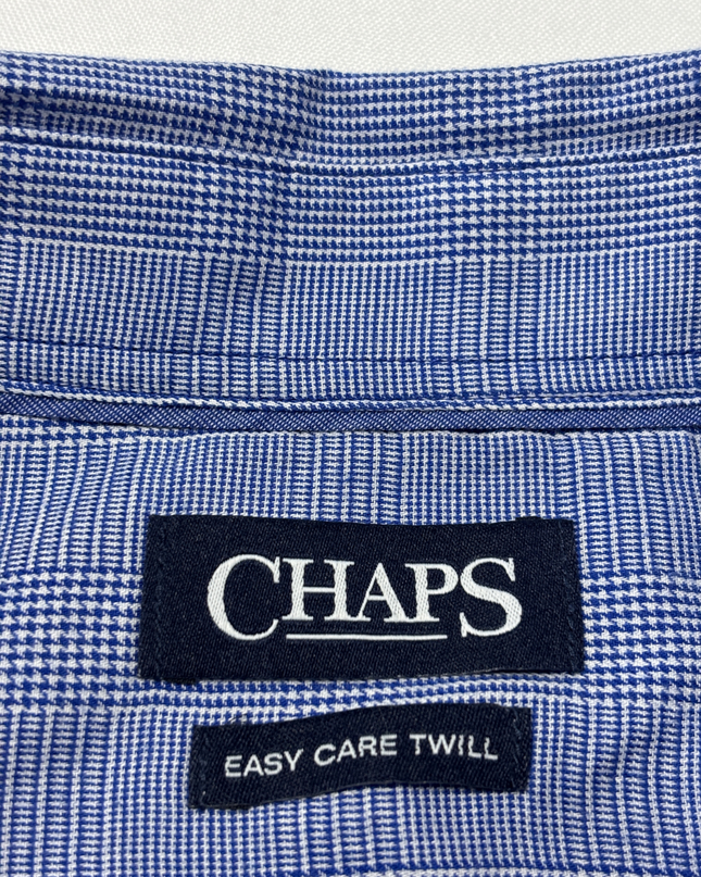 Chaps Blue Micro-Check Easy Care Twill Long Sleeve Shirt