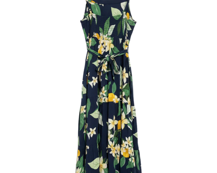 Old Navy Navy Blue Floral Lemon Print Tiered Maxi Dress