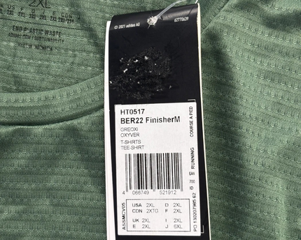 Adidas Green BMW Berlin Marathon 2022 Finisher Sports T-Shirt W/Tags