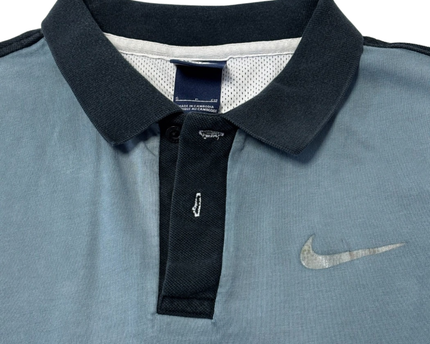 Nike Color-Block Blue Short Sleeve Cotton Polo Shirt