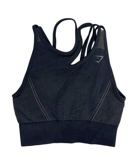 Gymshark Black Seamless Strappy Sports Top - XS