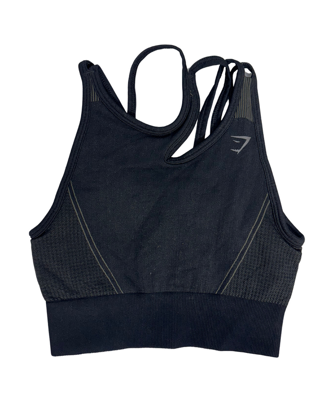 Gymshark Black Seamless Strappy Sports Top - XS