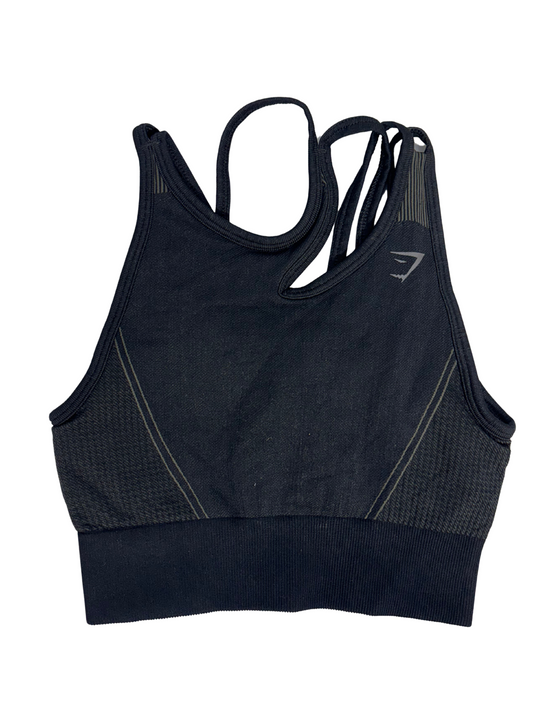Gymshark Black Seamless Strappy Sports Top - XS