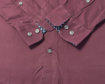 H&M Maroon Slim Fit Long Sleeve Button-Down Shirt