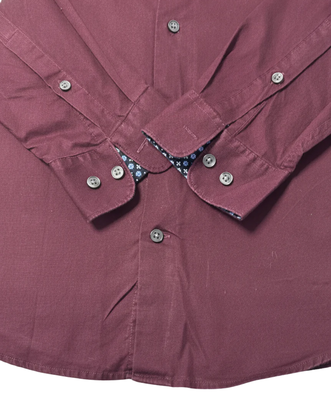 H&M Maroon Slim Fit Long Sleeve Button-Down Shirt