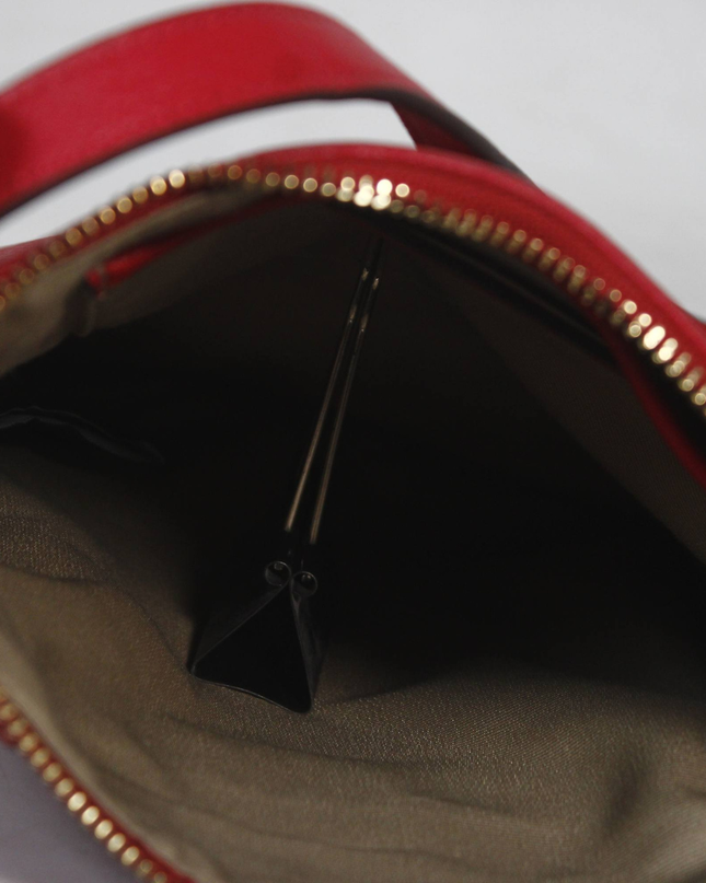 Lauren Ralph Lauren Red Pebbled Leather Crossbody Bag