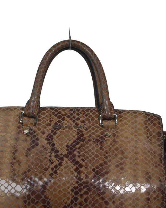 Michael Kors Brown Snakeskin Print Satchel Bag