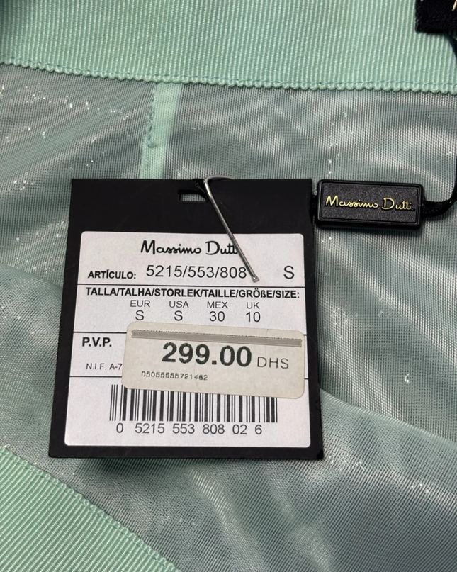 Massimo Dutti Silver Sequin Mini Skirt W/TAG