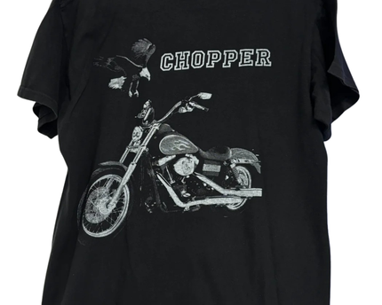 Keya Black Chopper Wolf & Motorcycle Graphic Tee