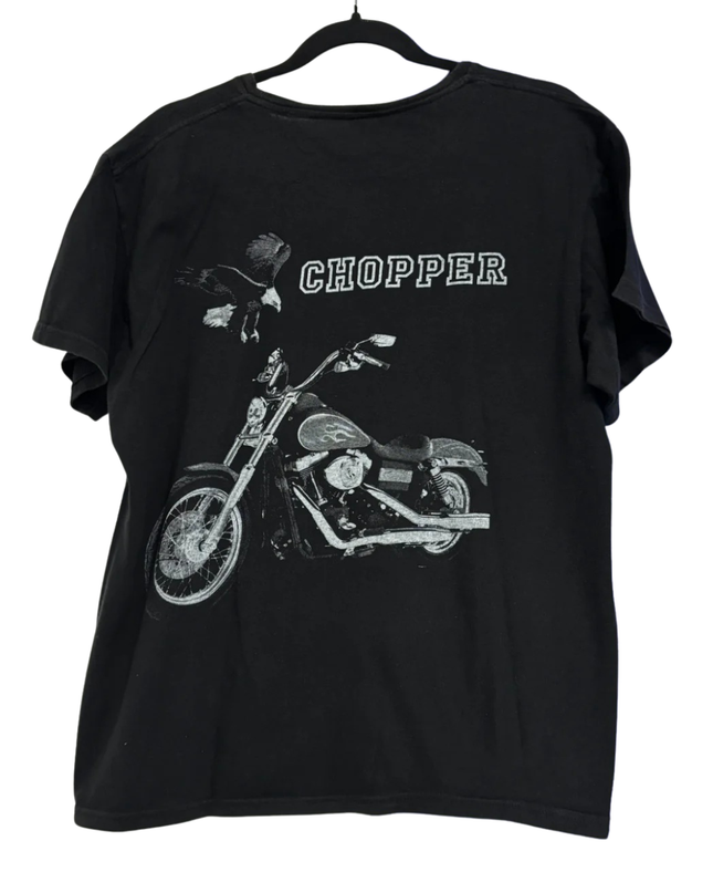 Keya Black Chopper Wolf & Motorcycle Graphic Tee