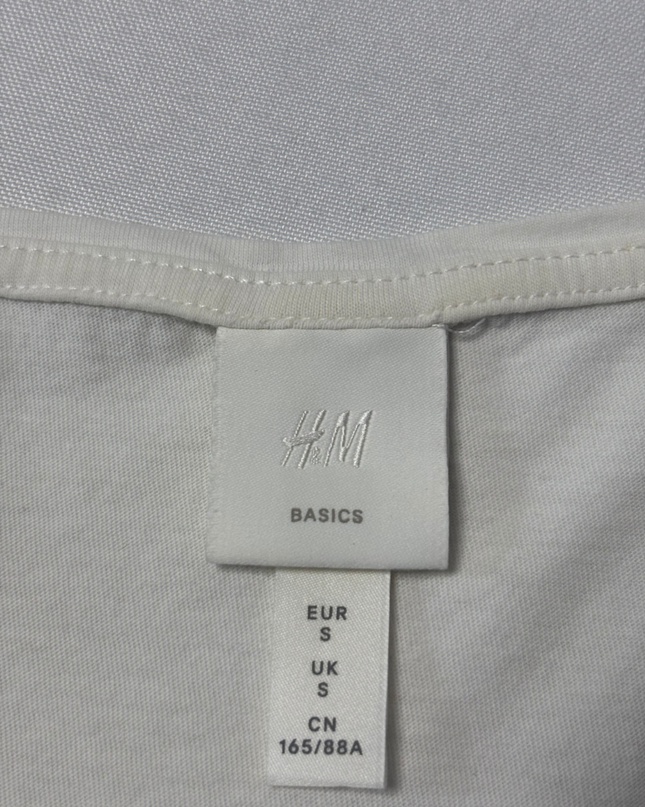 H&M White Scoop Neck Cotton T-Shirt