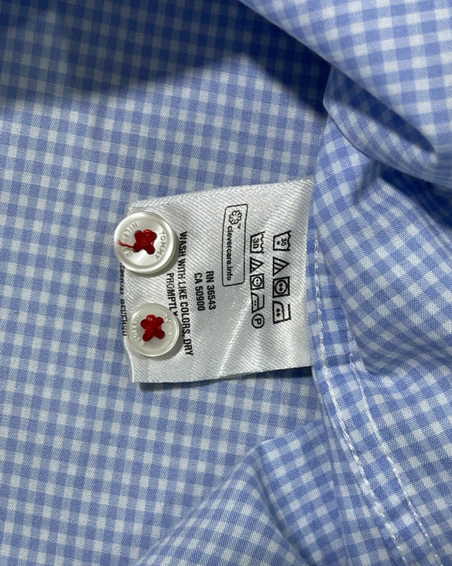 Tommy Hilfiger Light Blue Gingham Check Slim Fit Long Sleeve Shirt
