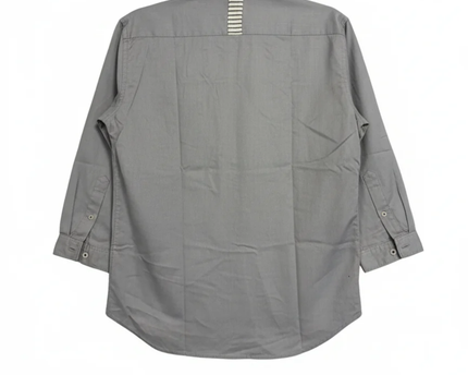 Zara Man Grey Cotton Button-Down Shirt with Striped Pocket