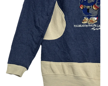 Reworked Polo Ralph Lauren Polo Bear Navy Blue/Beige Sweatshirt