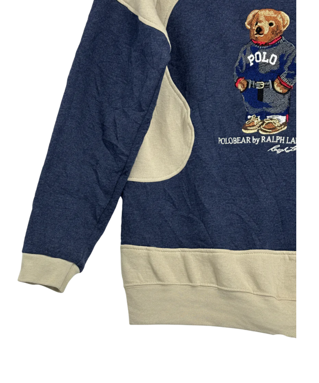 Reworked Polo Ralph Lauren Polo Bear Navy Blue/Beige Sweatshirt