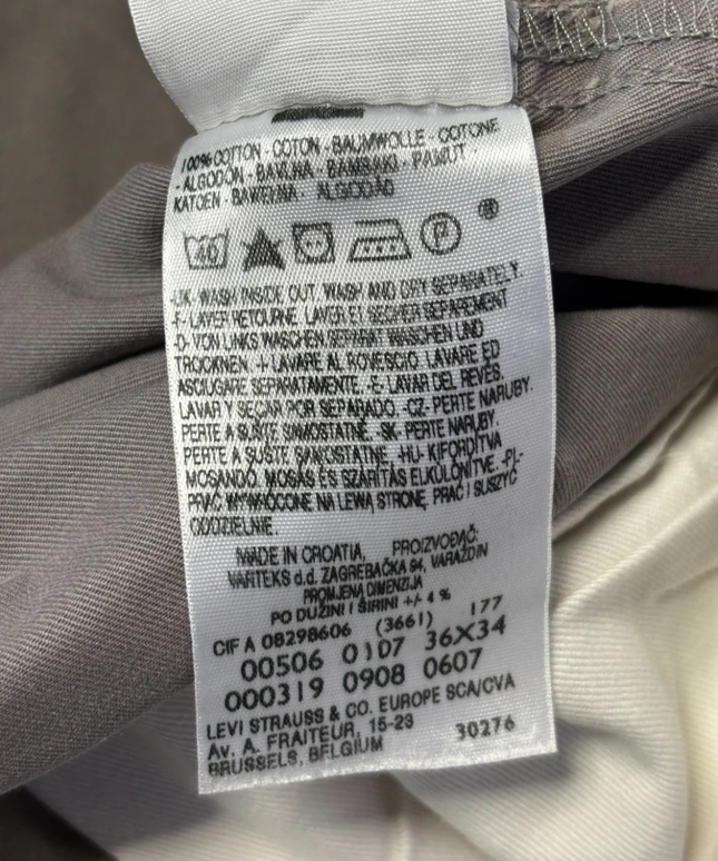 Levi's Grey 506 Straight Fit Cotton Trousers