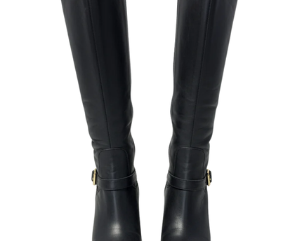 Vince Camuto Black Leather Pointed-Toe Heeled Boots