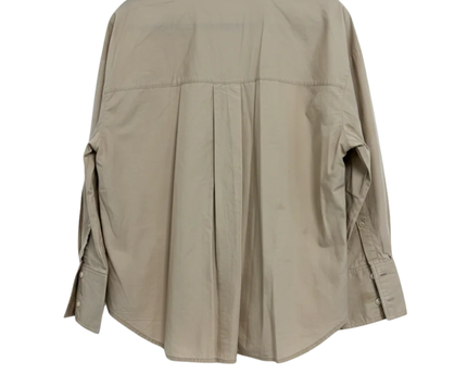 Zara Beige Oversized Button-Down Cotton Shirt