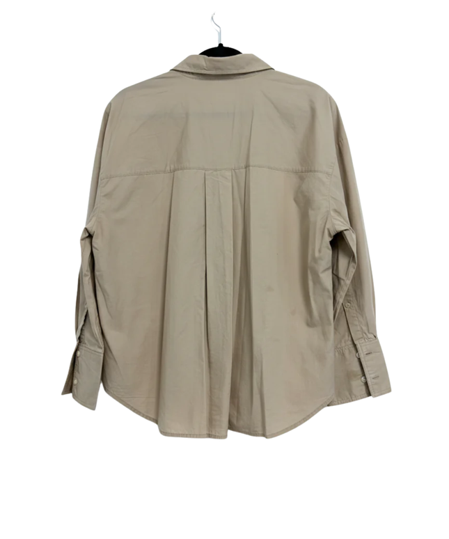 Zara Beige Oversized Button-Down Cotton Shirt