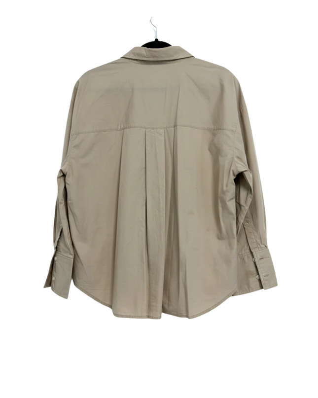 Zara Beige Oversized Button-Down Cotton Shirt