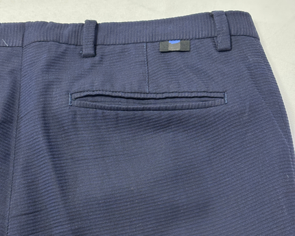Zara Man Navy Blue Textured Slim Fit Trousers