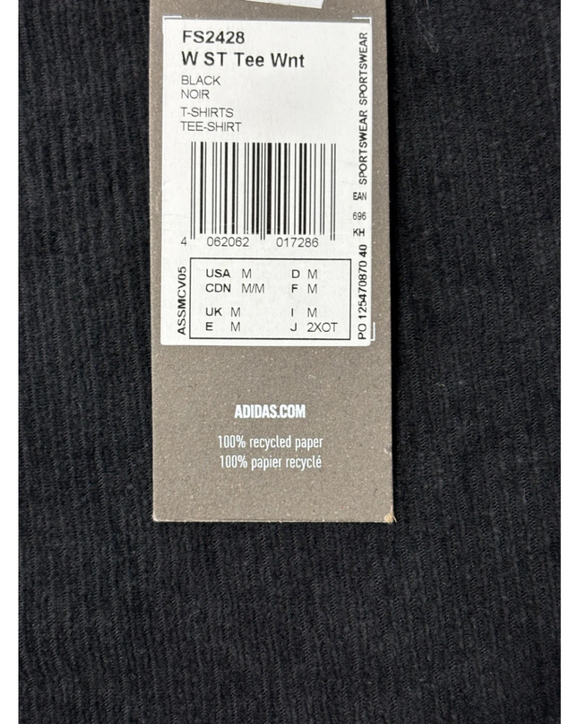 Adidas Black Corduroy-Textured Short Sleeve T-Shirt W/Tags