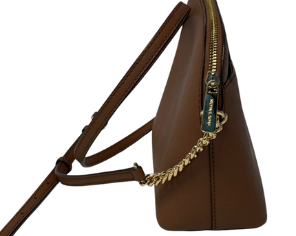 MICHAEL KORS Brown Saffiano Leather Dome Crossbody Bag