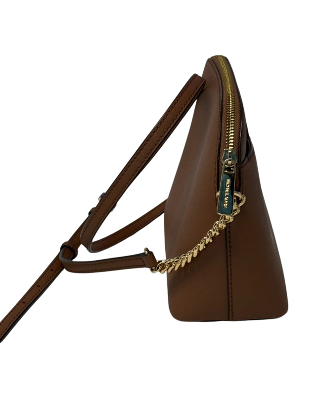 MICHAEL KORS Brown Saffiano Leather Dome Crossbody Bag