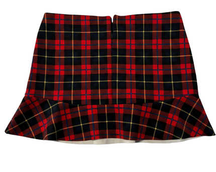 Zara Red Plaid Ruffle Hem Mini Skirt