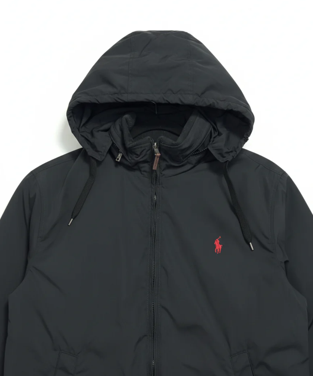 Polo Ralph Lauren Black Hooded Fleece-Lined Jacket