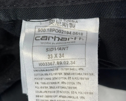 Carhartt WIP Black Sid Pant Slim Fit Chinos