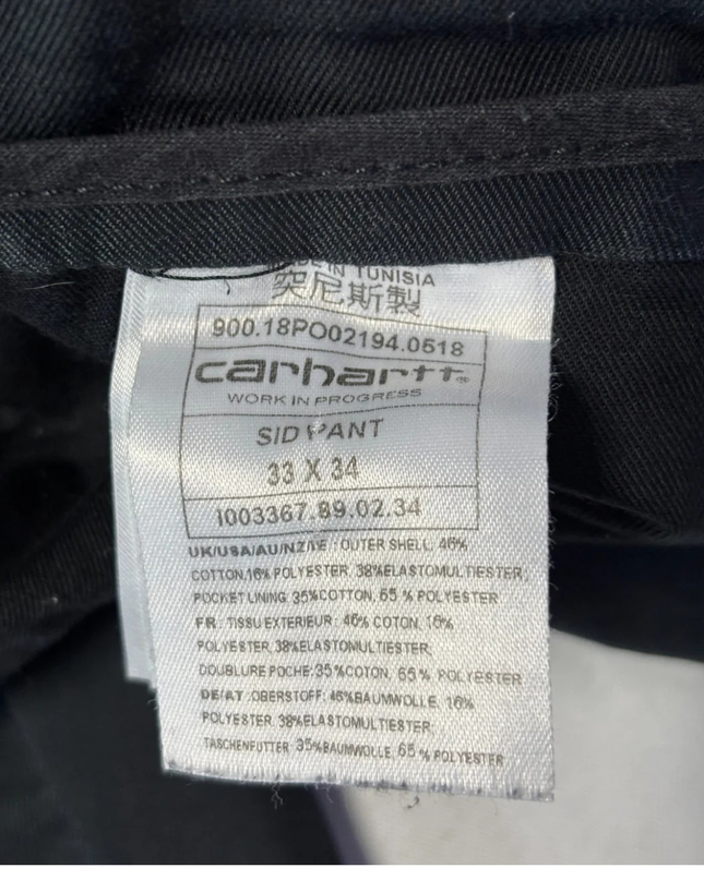 Carhartt WIP Black Sid Pant Slim Fit Chinos