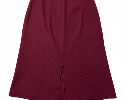 Salvatore Ferragamo Maroon Double-Breasted Wool Skirt Suit Set