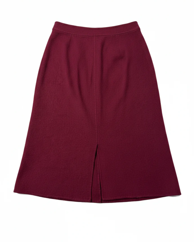 Salvatore Ferragamo Maroon Double-Breasted Wool Skirt Suit Set