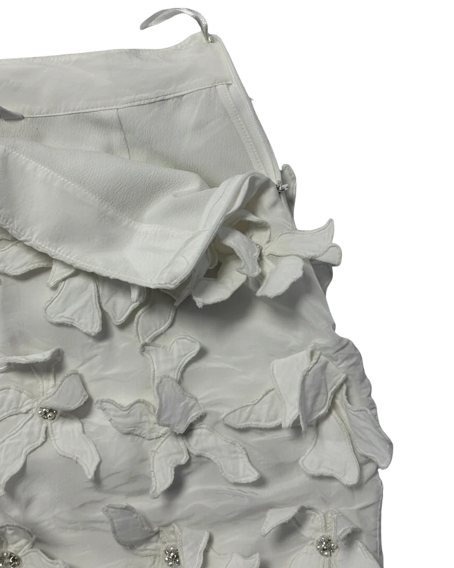 Zara White 3D Floral Applique Mini Skirt