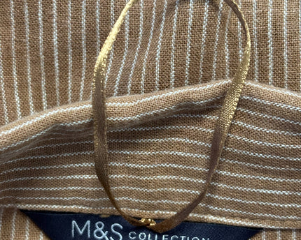 M&S Collection Brown Striped Linen Blend Shirt Dress