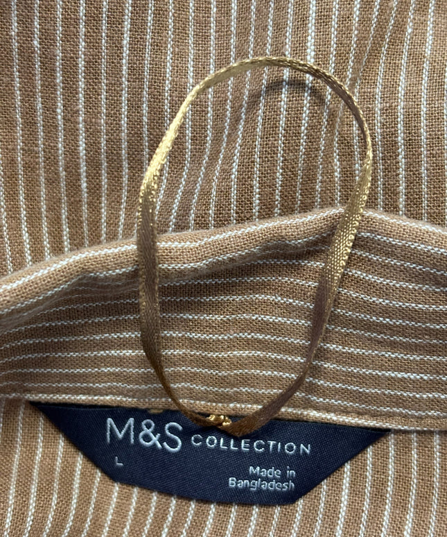 M&S Collection Brown Striped Linen Blend Shirt Dress
