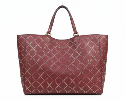 Michael Kors Burgundy Studded Eyelet Grommet Tote Bag