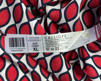 Calliope Red/Black/White Pattern Geometric Sleeveless Blouse