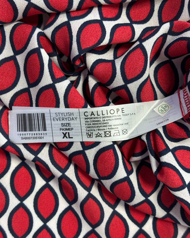 Calliope Red/Black/White Pattern Geometric Sleeveless Blouse