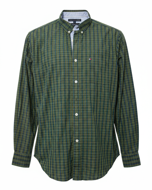 Tommy Hilfiger Green Plaid Long-Sleeve Button-Down Shirt