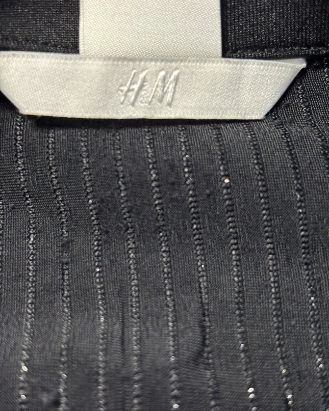 H&M Black Metallic Striped Ribbed Midi Skirt