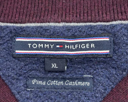 Tommy Hilfiger Maroon V-Neck Pima Cotton Cashmere Sweater
