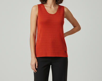 Burberry Orange Ribbed Knit Tank Top