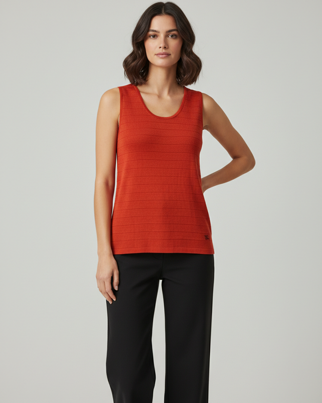 Burberry Orange Ribbed Knit Tank Top