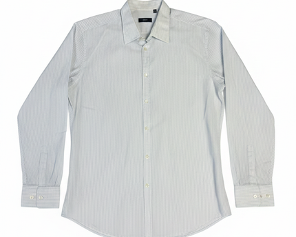 Hugo Boss White/Blue Striped Long Sleeve Dress Shirt