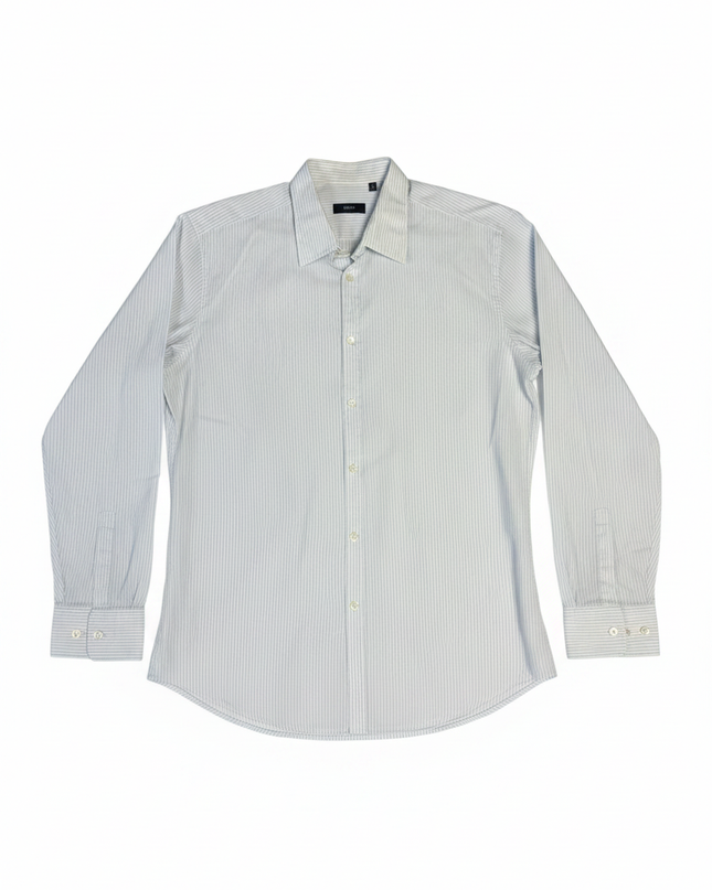 Hugo Boss White/Blue Striped Long Sleeve Dress Shirt
