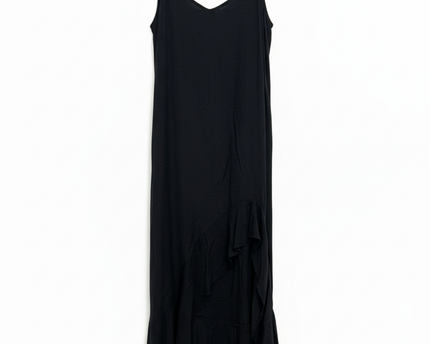 Billabong Black Textured Ruffle Hem Maxi Dress