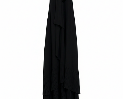 Splash Black Tiered Pleated Hem Halter Dress
