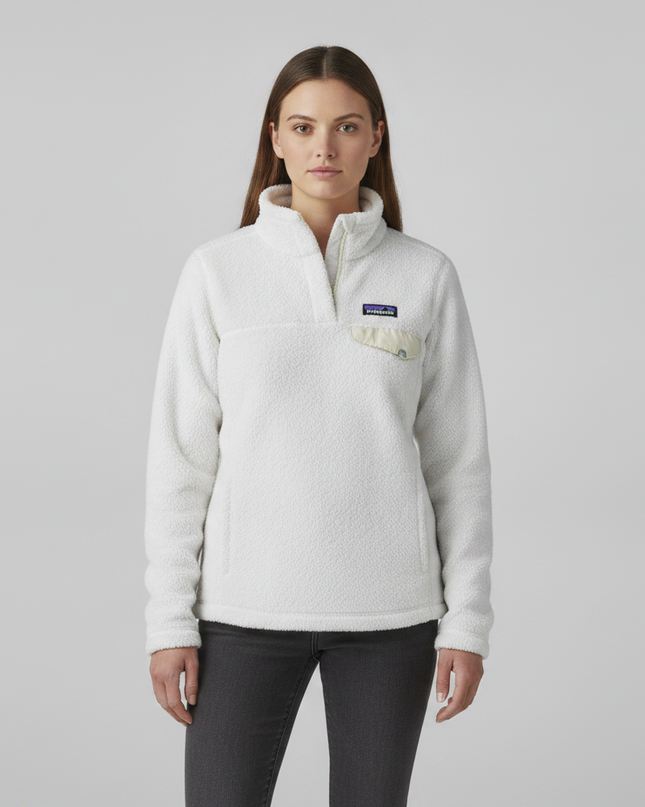 Patagonia White Re-Tool Snap-T Fleece Pullover Sweatshirt